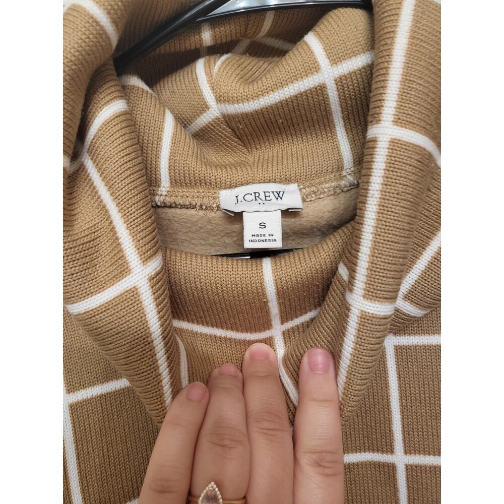 J. Crew Factory Long-sleeve Funnelneck Sweater Camel Windowpane Gridline S - Picture 5 of 6